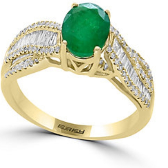 EFFY, 14k Yellow Gold, Emerald & Diamond Ring - Picture 1 of 4
